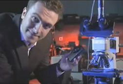 Dr. Aydogan Ozcan shows a cellphone that can be used to diagnose disease